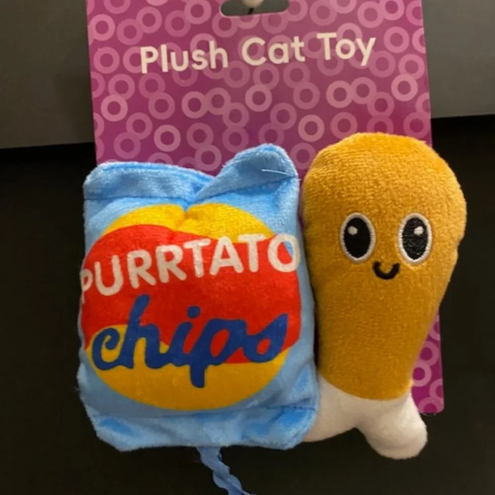 CAT PLUSH TOY * Chicken Leg and Purrtato Chips* 2 Pack